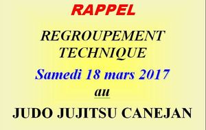 REGROUPEMENT TECHNIQUE   Samedi 18 mars 2017 au  JUDO JUJITSU CANEJAN