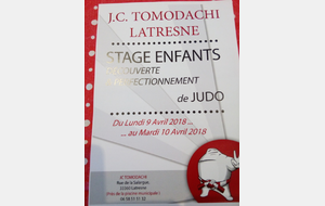 STAGE JUDO DECOUVERTE ET PERFECTIONNEMENT OUVERT A TOUS LICENCIES ET NON LICENCIES