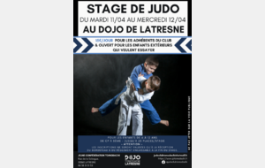Stage Judo du Mardi 11 Avril au Mercredi 12 Avril 2023