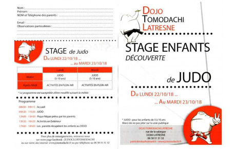 STAGE ENFANTS DECOUVERTE DU JUDO OCTOBRE 2018